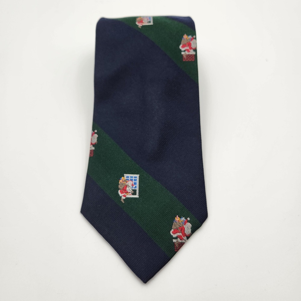 Woodward 100% Silk Christmas‎ Santa Claus Striped Mens Necktie Made in USA